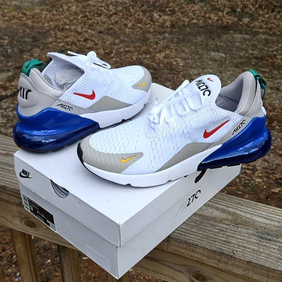New Men's Nike Air Max 270 White Game Royal Blue Size (Tried On Once) - Picture 14 of 16